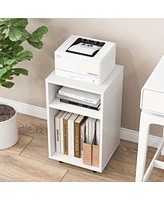 Costway Mobile File Cabinet Wooden Printer Stand Vertical Storage Organizer Home Office