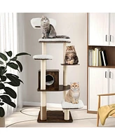 Wooden Cat Tree 71'' 7-Layer Cat Tower with Sisal Scratching Posts Perch & Cushions
