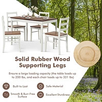 5-Piece Dining Set Solid Wood Kitchen Furniture with Rectangular Table & 4 Chairs