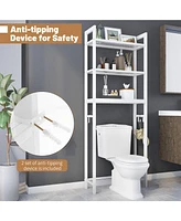 Costway Over-The-Toilet Storage Shelf Space Saving Metal Bathroom Organizer Hooks