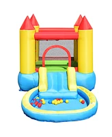 Costway Inflatable Bounce House Kids Slide Jumping Castle Bouncer w/ balls Pool & Bag