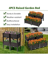 Costway Set of 4 Raised Garden Bed Elevated Flower Vegetable Herb