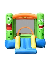 Costway Inflatable Bounce House Jumper Castle Kids Playhouse w/ Basketball Hoop & Slide