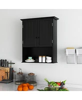 Costway Wall Mount Bathroom Cabinet Wooden Medicine Storage Organizer
