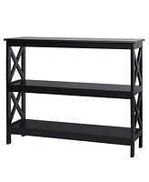 Costway 3-Tier Console Table x-Design Bookshelf Sofa Side Accent