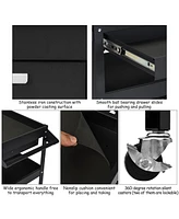 Costway Three Tray Rolling Tool Cart Mechanic Cabinet Storage ToolBox Organizer w/Drawer