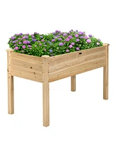 Costway Wooden Raised Vegetable Garden Bed Elevated Grow Vegetable Planter