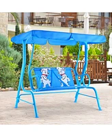 Costway Kids Patio Swing Chair Children Porch Bench Canopy 2 Person Yard Furniture