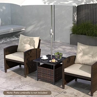 Costway Brown Rattan Wicker Steel Side Table Outdoor Furniture Deck