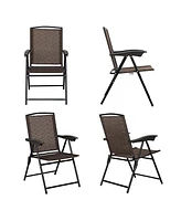 Costway 4PCS Folding Sling Chairs Steel Armrest Patio Garden Camping