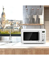 0.7Cu.ft Retro Countertop Microwave Oven 700W Led Display Glass Turntable