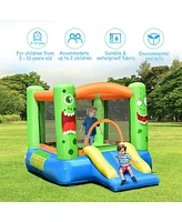 Costway Kids Playing Inflatable Bounce House Jumping Castle Game Fun Slider 480W Blower