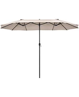 Costway 15FT Patio Double-Sided Umbrella Crank Outdoor Garden Market Sun Shade