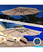 Costway 10FT Cantilever Solar Powered 32LED Lighted Patio Offset Umbrella Outdoor