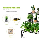 Plant Rack 3-Tier Metal Plant Stand Garden Shelf Stair Style