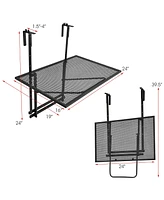 Folding Hanging Table Adjustable Balcony Railing Table Patio Deck