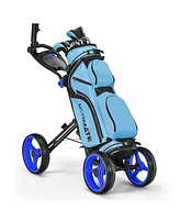 Costway Folding 4 Wheels Golf Push Cart W/Brake Scoreboard Adjustable Handle