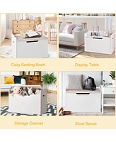 Costway Wooden Toy Box Kids Storage Chest Lift Top Bench Seat