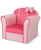 Costway Kids Cute Pink Bow Sofa Children Couch Toddler Upholstered Armchair Solid Wood