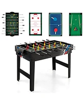 Costway 4-in-1 Combo Game Table 49" Foosball with Pool Billiards Air Hockey Table Tennis