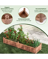 Wooden Raised Garden Bed Outdoor Rectangular Planter Box with Drainage Holes