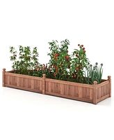 Costway Wooden Raised Garden Bed Outdoor Rectangular Planter Box with Drainage Holes