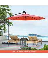 10 Ft Patio Solar Led 40 Lights Offset Umbrella Crank Cross Base