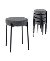 Costway Bar Stools Set of 4 Home Upholstered with Metal Legs & Anti-slip Foot Pads Light