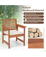 Set of Outdoor Dining Chair Patio Solid Wood Chairs with Comfortable Cushions