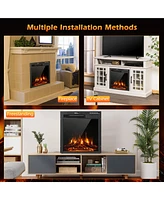 Costway 22.5'' Electric Fireplace Heater Inserts Recessed Ultra Thin Log Flame