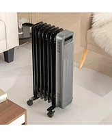 Costway 1500W Oil-Filled Radiator Heater Portable Electric Space Heater 3 Heat Settings