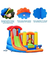 Costway Inflatable Bounce House Kid Water Splash Pool Slide Jumping Castle w/740W Blower