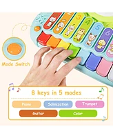 Costway 3 in 1 Musical Instruments Electronic Piano Xylophone Drum Set Learning Toys