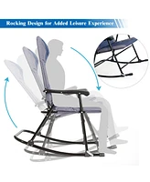 Costway 3PCS Folding Bistro Set Rocking Chair Cushioned Table