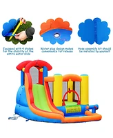 Costway Inflatable Bounce House Water Slide w/ Climbing Wall Splash Pool Water Cannon
