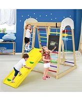 Costway Indoor Playground Climbing Gym Kids Wooden 8 in 1 Climber Playset for Children
