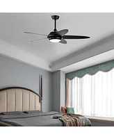 Costway 52'' Ceiling Fan with Led Lights & Remote Control 1/2/4/8H Timer 3 Speeds