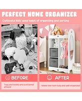 Costway Kids Dress up Storage Hanging Armoire Dresser Costume Closet