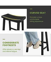 Costway Set of 2 Saddle Bar Stools Counter Height Dining Chairs with Wooden Legs