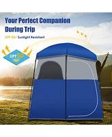 Costway Double-Room Camping Shower Toilet Tent with Floor Oversize Portable Storage Bag