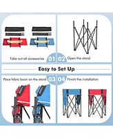 Costway 2 Pcs Folding Camping Tables w/ Large Capacity Storage Sink