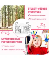 Costway Boys 5 Piece Table & Chair Set Wooden ren Activity
