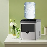 2-in-1 Stainless Steel Countertop Ice Maker Water Dispenser 48Lbs/24H w/ Scoop