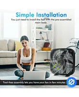 Costway 21'' Box Fan Portable Floor Fan Window Fan with 3 Speed Settings & Knob Control