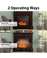 Costway 32'' Electric Fireplace Mantel Tv Stand Space Heater