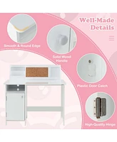 Kids Desk and Chair Set Study Writing Workstation with Bookshelf & Bulletin Board