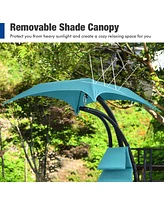 Costway Patio Hanging Lounge Chaise Hammock Chair Removable Canopy