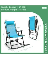 Patio Camping Rocking Chair Folding Rocker Footrest Lightweight