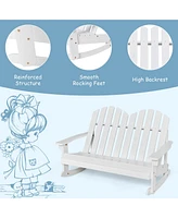 Costway 2 Person Kid Adirondack Rocking Chair Outdoor Backrest Armrest Solid Wood