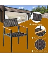 Gymax Patented 7PCS Patio Garden Dining Set Outdoor Dining Furniture Set w/ Umbrella Hole